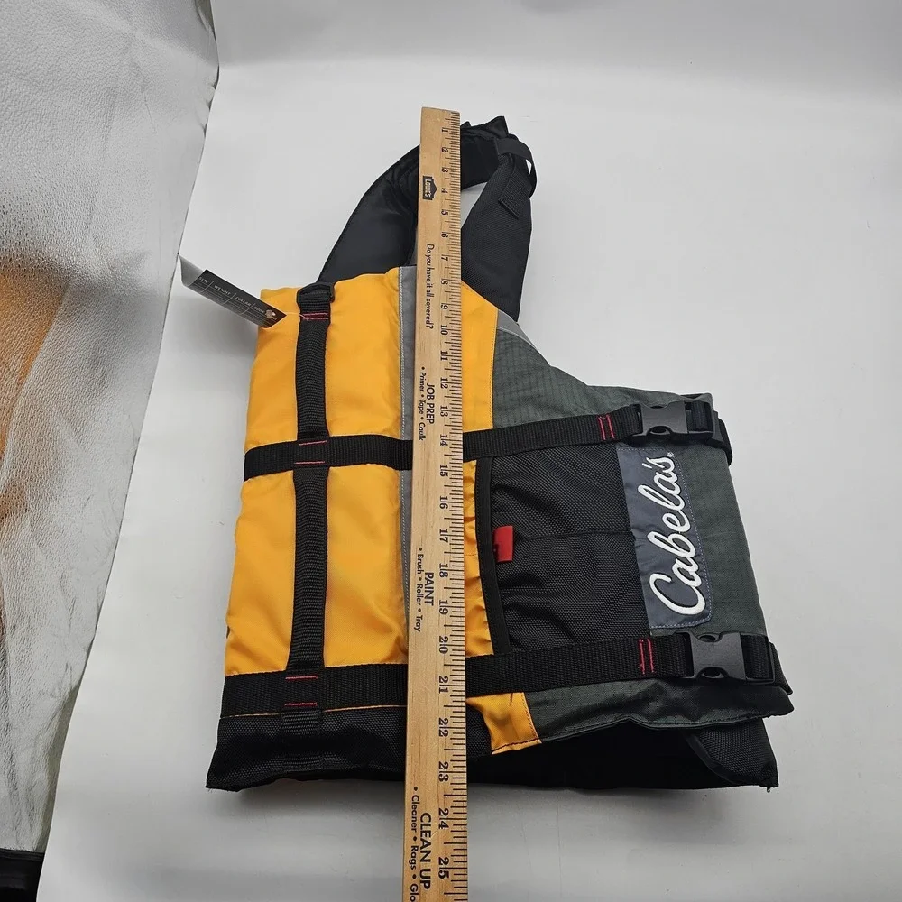 Cabela's Advanced Dog Life Jacket Large Yellow Gray Nylon Rescue Handle Vest